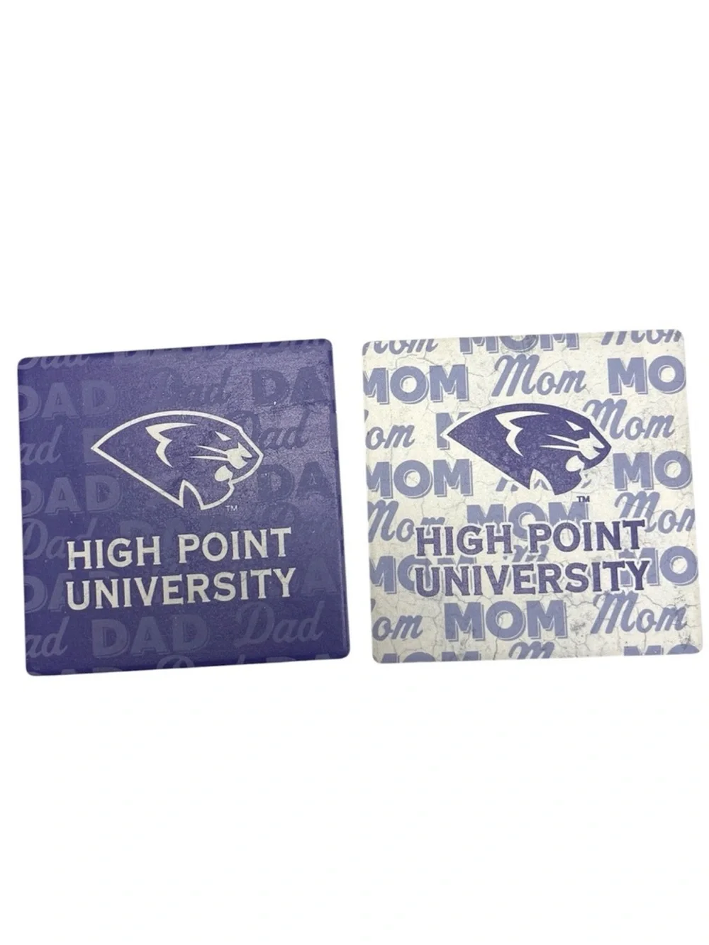 High Point University HPU Panthers Mom Dad Coasters Set of 2 Parent Gift